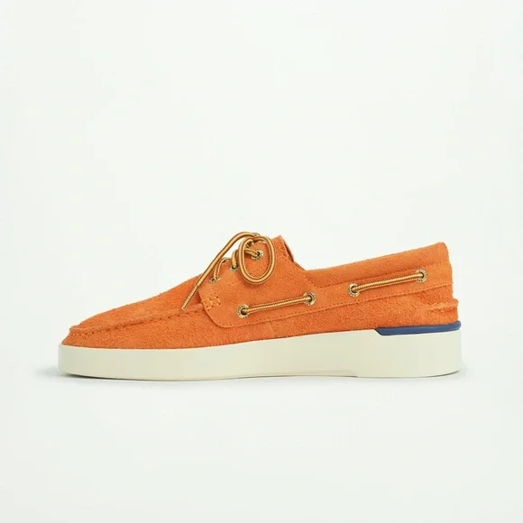 Nwot Sperry X Brooks Brothers A/O Cup 3 Eye Loafers Men 8.5 Orange leather suede - Picture 2 of 5